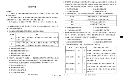 2024届贵州六校联盟高三下学期高考实用性联考（三）历史试题(无答案)(1)_2024年3月_013月合集_2024届贵州省六校联盟高考实用性联考（三）