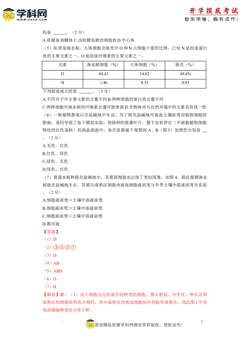 生物-2024届新高三开学摸底考试卷（上海专用）(解析版)_2024届新高三开学摸底考试卷_生物-2024届新高三开学摸底考试卷_生物-2024届新高三开学摸底考试卷（上海专用）_39583883