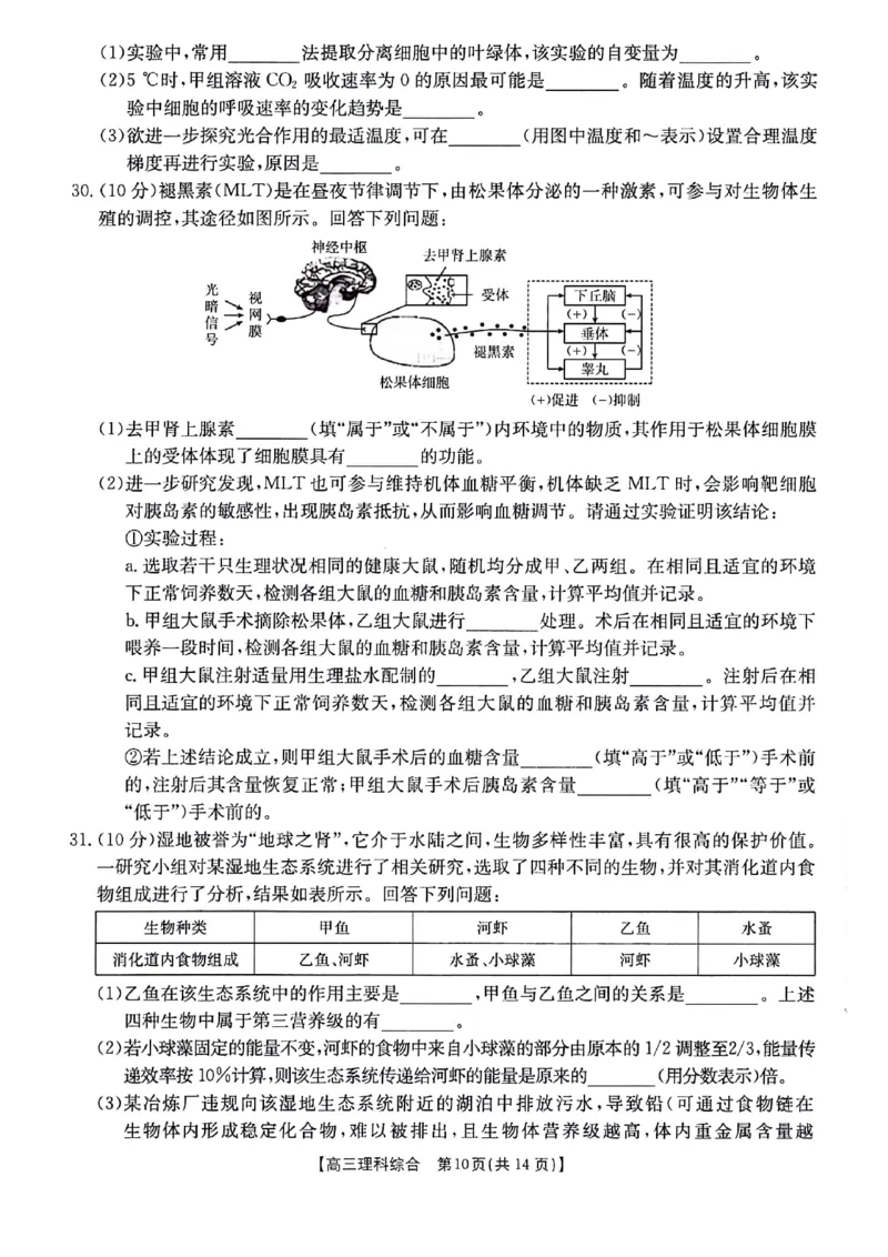 2024届陕西省榆林市高三下学期第二次模拟检测理科综合试题+(1)_2024年3月_013月合集_2024届陕西省榆林市高三第二次模拟考试