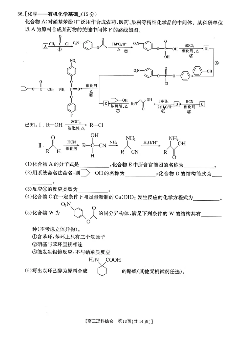 2024届陕西省榆林市高三下学期第二次模拟检测理科综合试题+(1)_2024年3月_013月合集_2024届陕西省榆林市高三第二次模拟考试