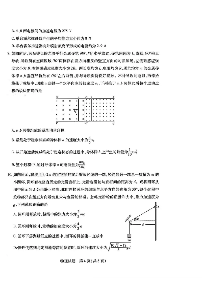 天一大联考2024-2025学年高三第一次考试物理试题（小高考）(1)_8月_240825天一小高考2024-2025学年（上）高三第一次考试