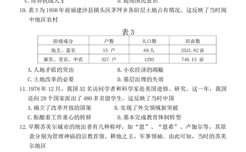 2024届福建省福州市高三下学期4月末质量检测（三模）历史试题+答案(1)_2024年5月_025月合集_2024届福建省福州市高三下学期4月末质量检测（三模）