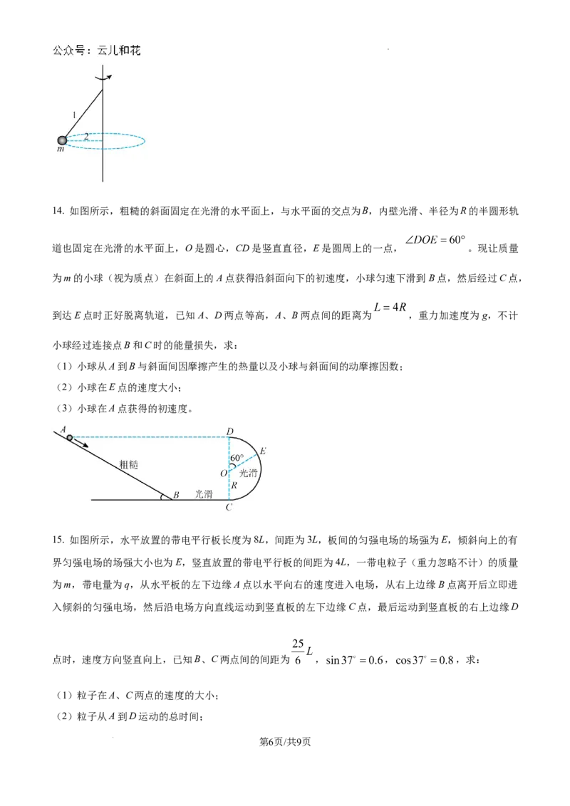 江西省吉安市2023-2024学年高一下学期期末教学质量检测物理试题_2024-2025高一（7-7月题库）_2024年8月试卷_0804江西省吉安市2023-2024学年高一下学期期末考试