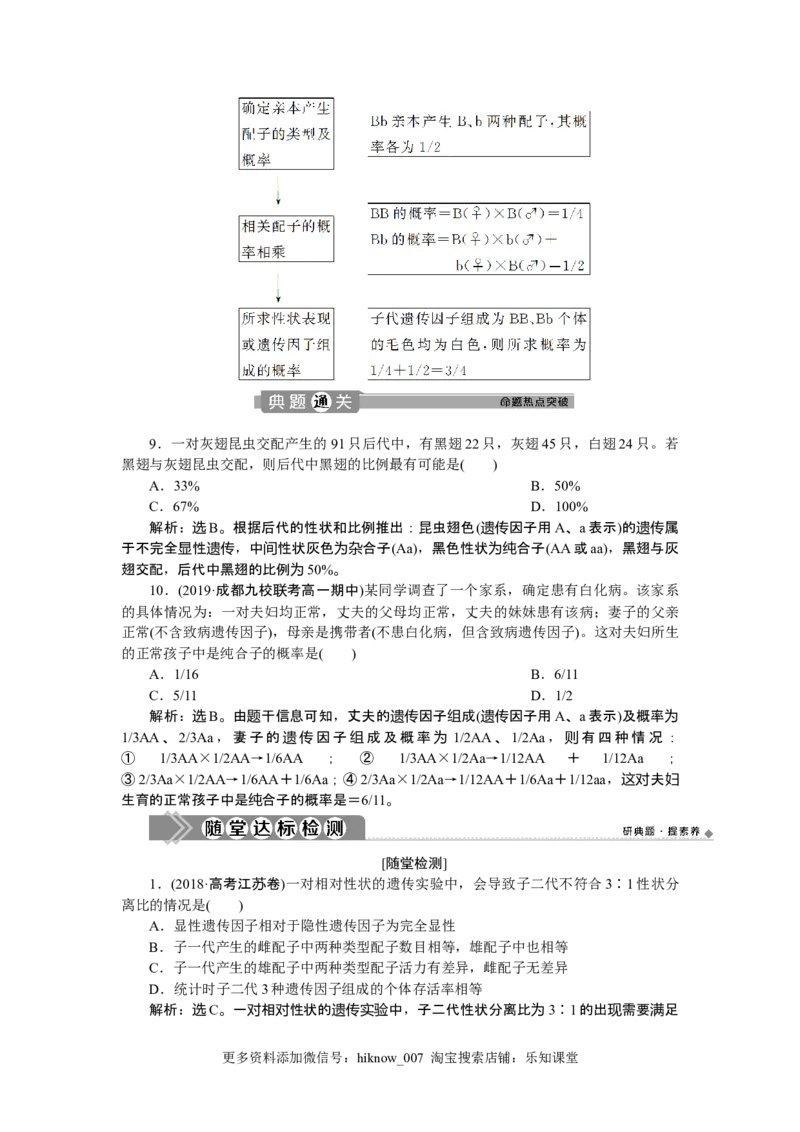 《第1节盂德尔的豌豆杂交实验（一）》达标检测01_E015高中全科试卷_生物试题_必修2_1.单元测试_1、单元测试_第1章遗传因子的发现