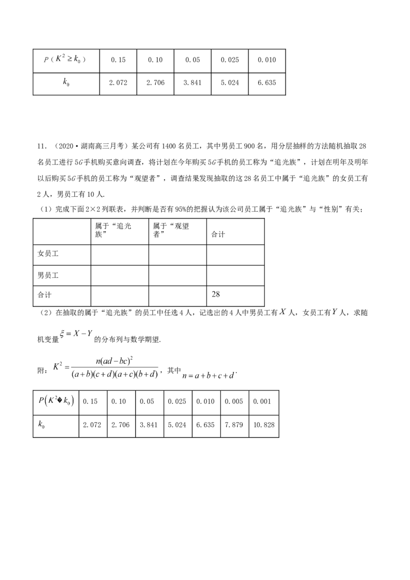 8.3分类变量与列联表（精练）（原卷版）_E015高中全科试卷_数学试题_选修3_02.同步练习_同步练习（第二套）