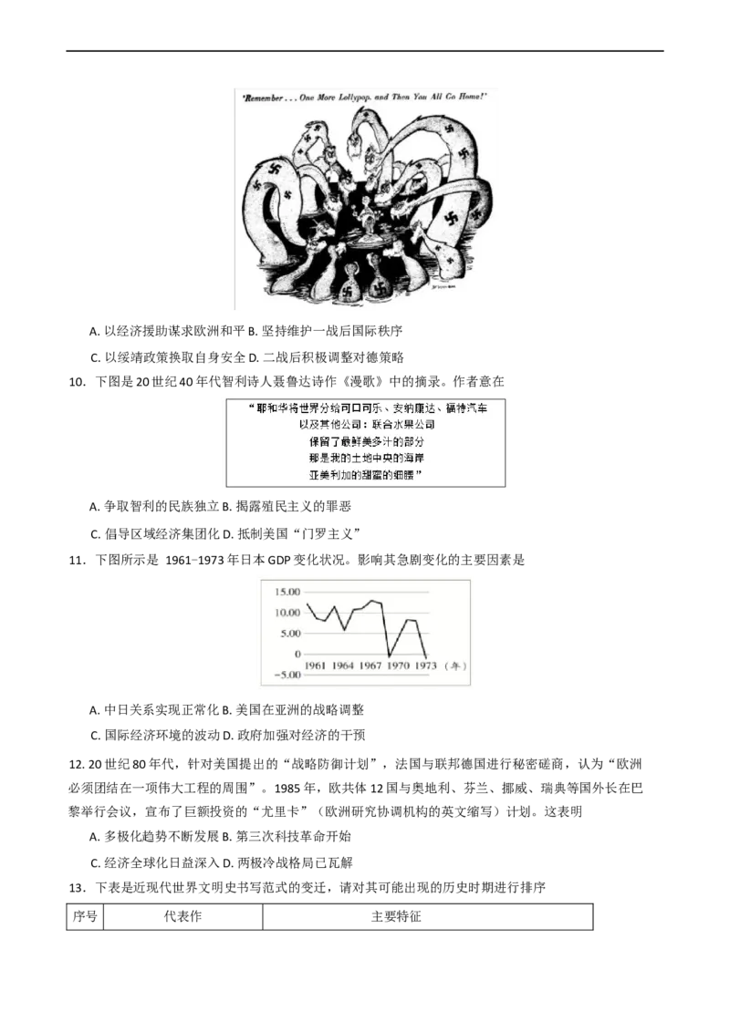 江苏省南京市六校联合体2024-2025学年高一下学期期末调研测试历史试题（含答案）_2024-2025高一（7-7月题库）_2025年7月_250702江苏省南京市六校联合体2024-2025学年高一下学期6月期末考试
