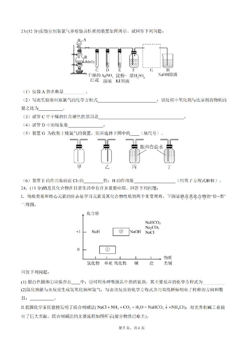 四川省成都市第七中学2024-2025学年高一上学期11月期中考试化学PDF版含答案_2024-2025高一（7-7月题库）_2024年11月试卷_1113四川省成都市第七中学2024-2025学年高一上学期11月期中考试