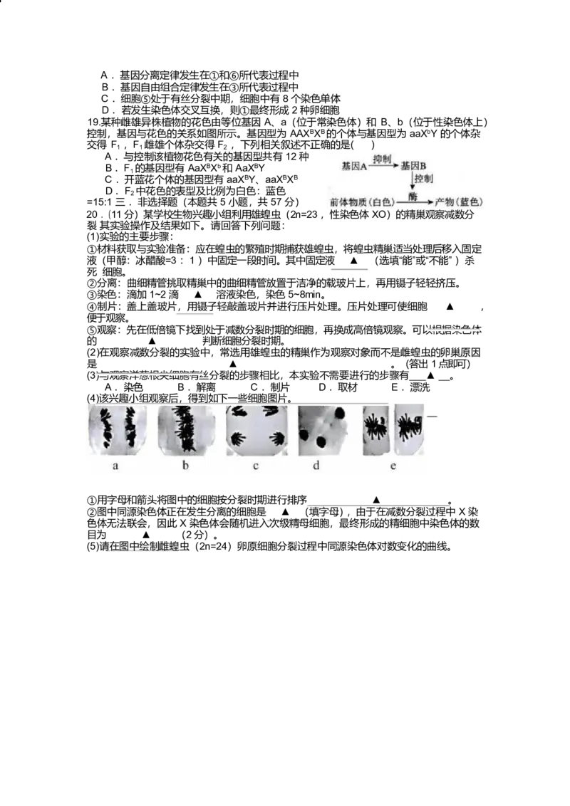 江苏省无锡市江阴市六校2024-2025学年高一下学期4月期中联考试题生物Word版含答案_2024-2025高一（7-7月题库）_2025年05月试卷