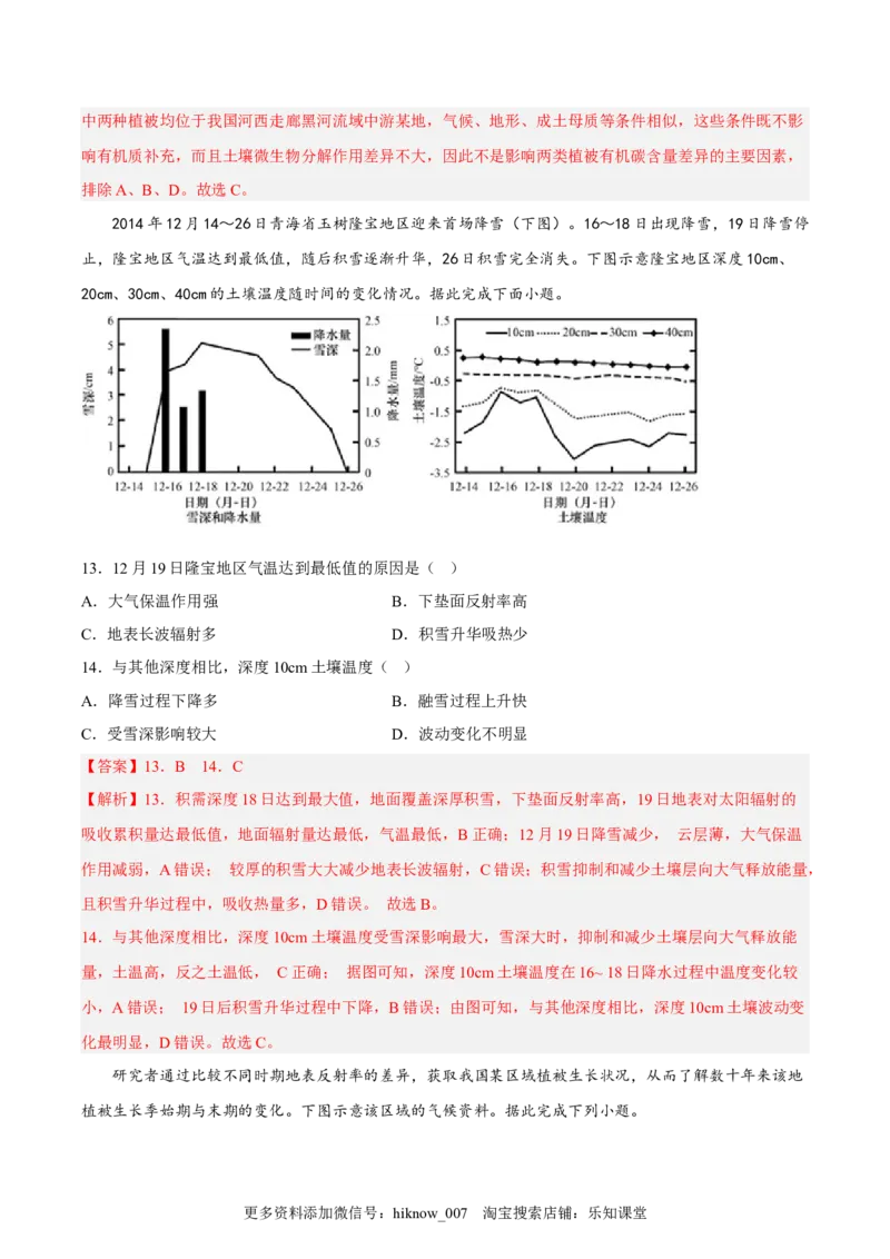第12练土壤（解析版）_E015高中全科试卷_地理试题_必修1_2.同步练习_课后培优练2023年（第一套）