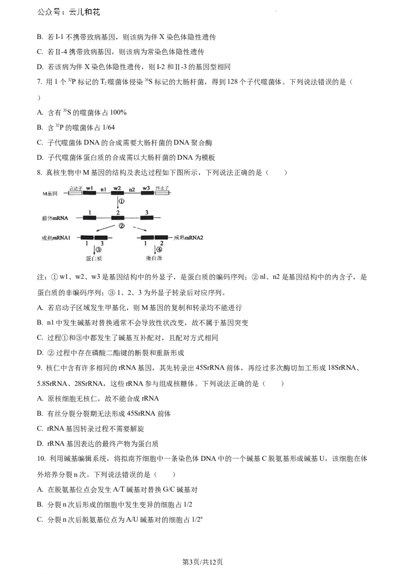 山东省德州市2023-2024学年高一下学期期末考试生物试题_2024-2025高一（7-7月题库）_2024年8月试卷_0806山东省德州市2023-2024学年高一下学期期末考试