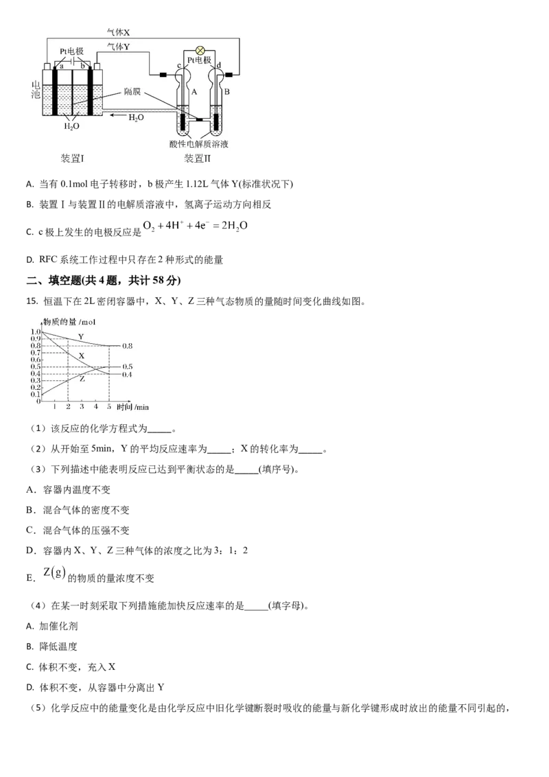 吉林省通化市梅河口市第五中学2024-2025学年高一下学期4月月考化学试题（图片版，含答案）_2024-2025高一（7-7月题库）_2025年05月试卷