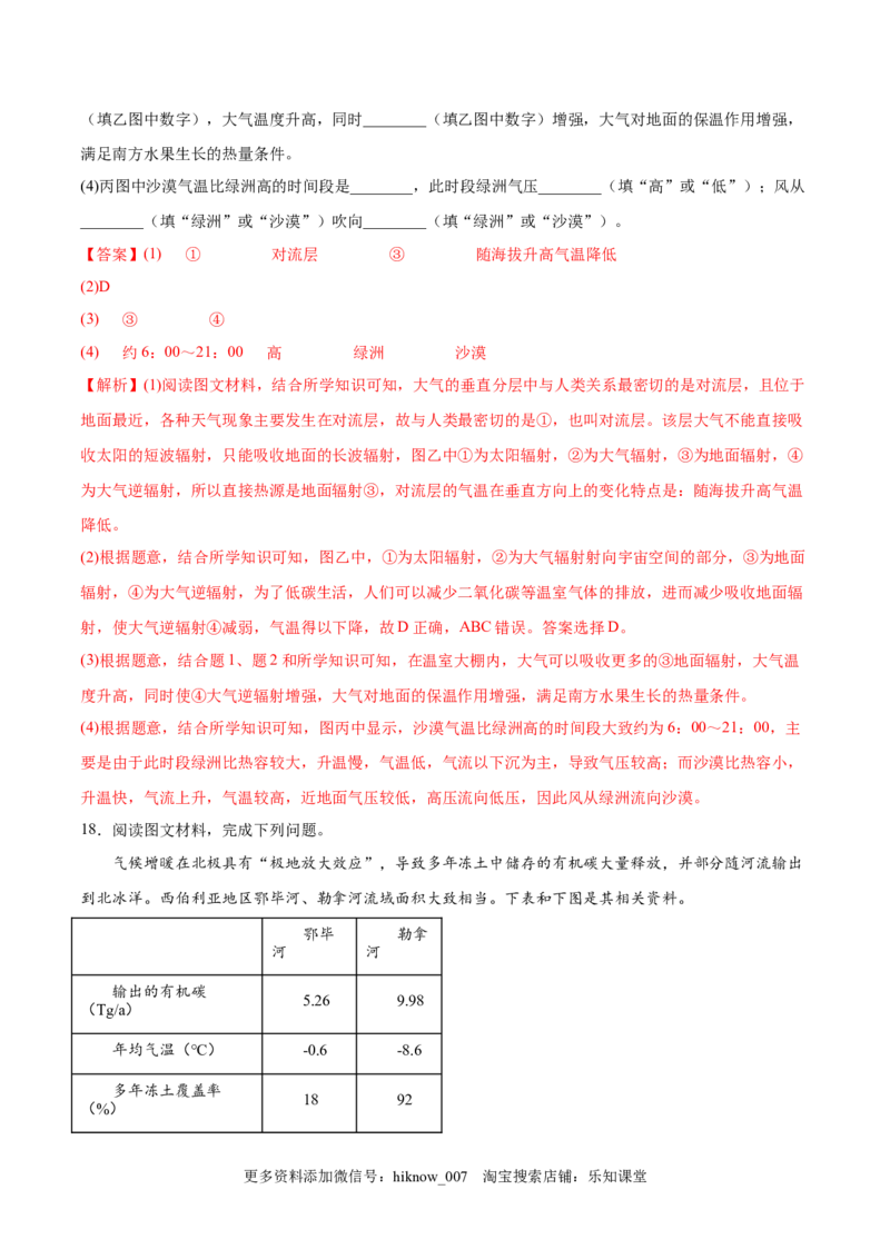 第06练大气受热过程和大气运动-课后追踪2022-2023学年高一地理上册同步课后练（人教版2019必修第一册）（解析版）_E015高中全科试卷_地理试题_必修1_2.同步练习