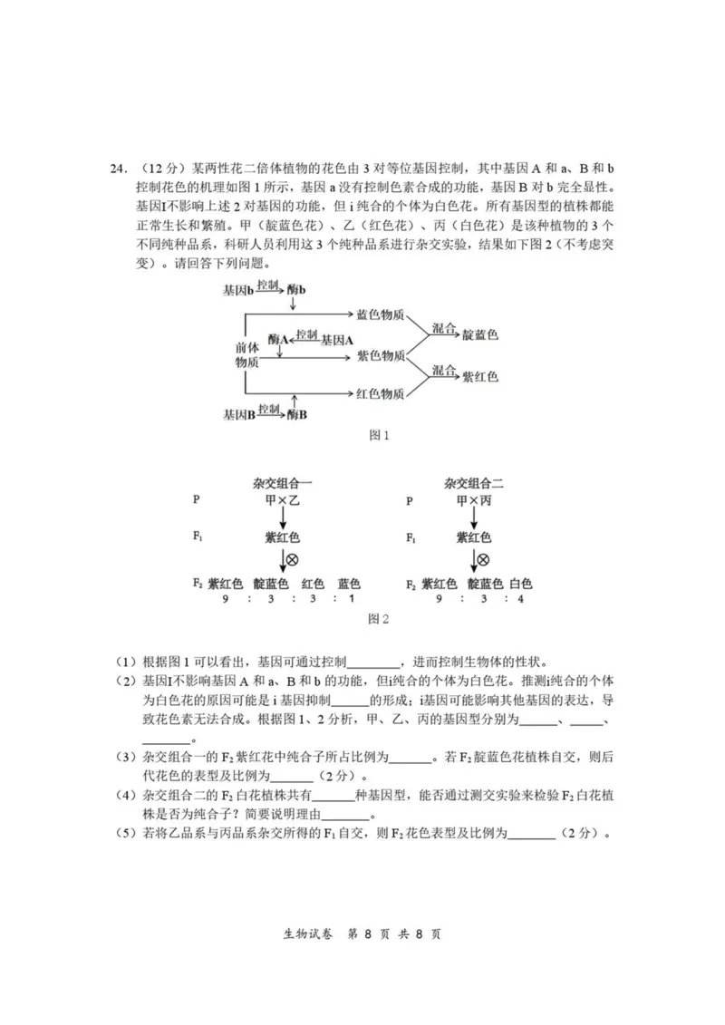江苏省南通市2024-2025学年高一下学期期中考试生物PDF版含答案_2024-2025高一（7-7月题库）_2025年04月试卷_0427江苏省南通市2024-2025学年高一下学期期中考试