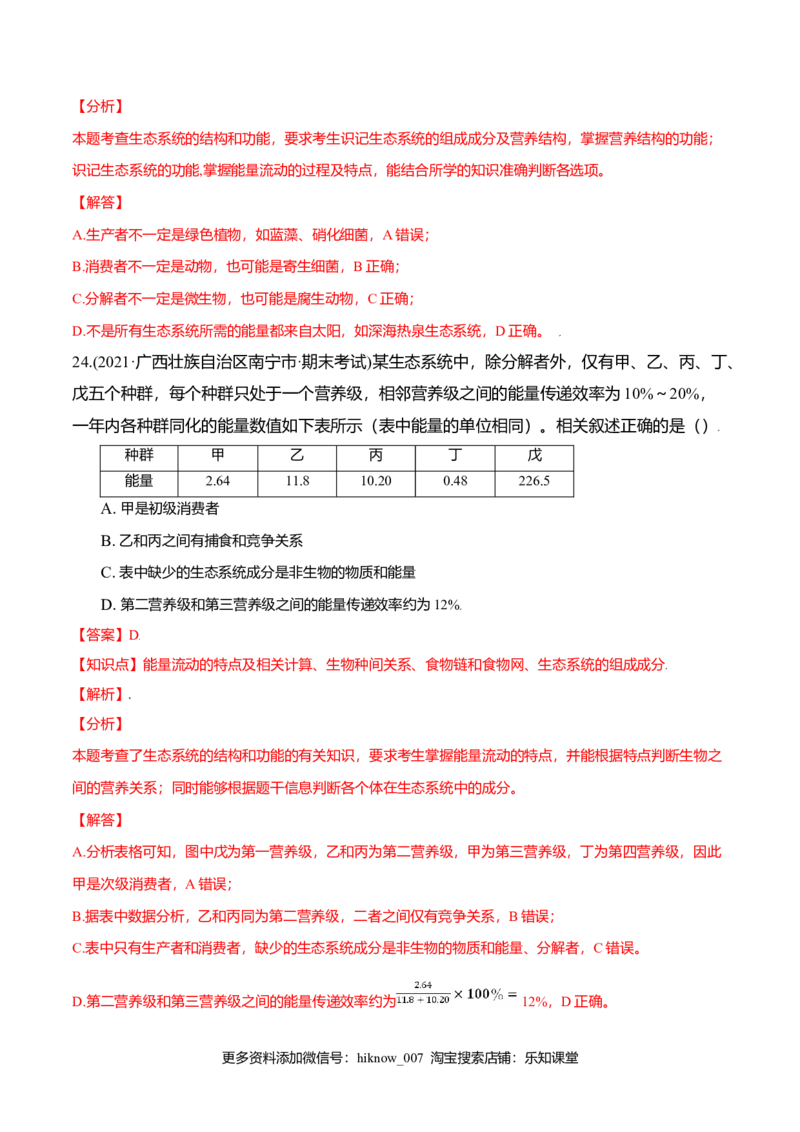 第03章生态系统及其稳定性（A卷&middot;夯实基础）高二生物同步单元AB卷（人教版2019选择性必修2）（解析版）_E015高中全科试卷_生物试题_选修2_1.单元测试_1、单元测试