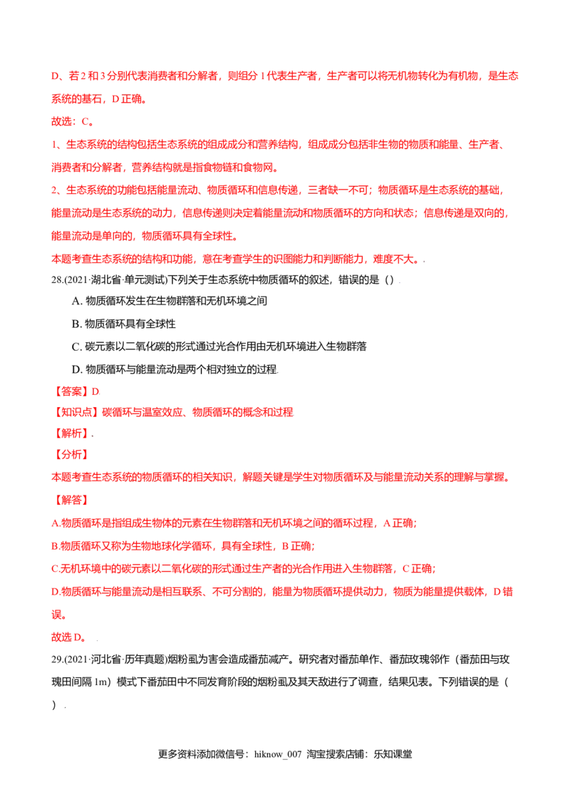 第03章生态系统及其稳定性（A卷&middot;夯实基础）高二生物同步单元AB卷（人教版2019选择性必修2）（解析版）_E015高中全科试卷_生物试题_选修2_1.单元测试_1、单元测试