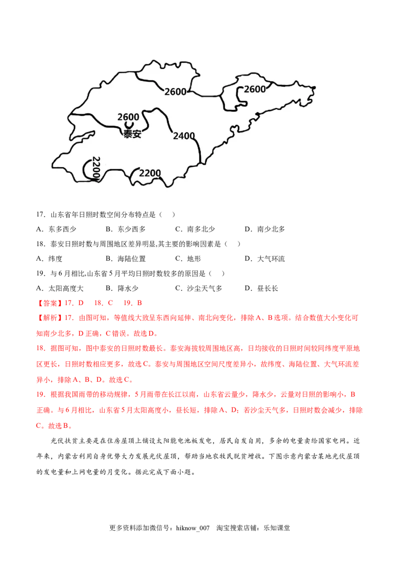 第02练太阳对地球的影响-课后追踪2022-2023学年高一地理上册同步课后练（人教版2019必修第一册）（解析版）_E015高中全科试卷_地理试题_必修1_2.同步练习