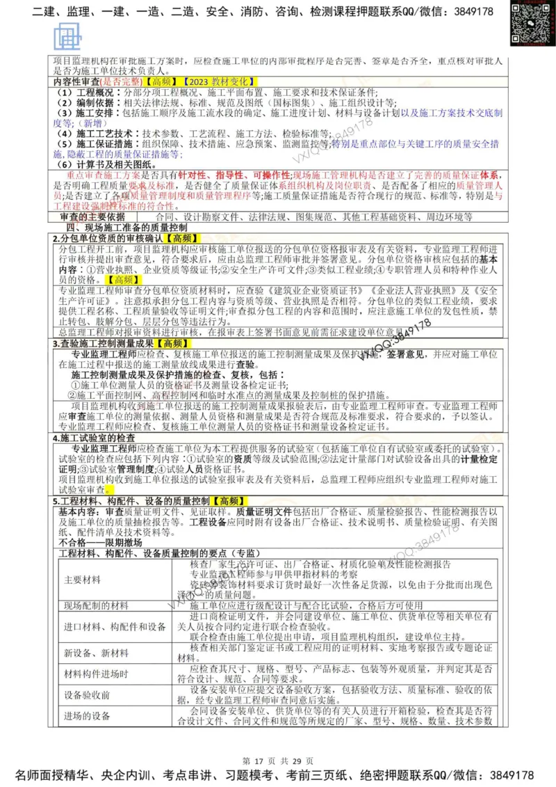 2025质量控制强化记忆_监理工程师_2025监理工程师_2025年监理工程师SVIP_2025年监理土建控制SVIP_05-考前密训✿央企特训✿机构普押_16-控制《终极押题资料》雷哥推荐
