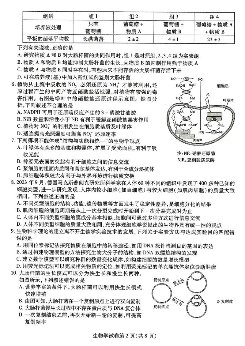 东北三省三校二模-生物+(1)_2024年4月_024月合集_2024届东北三省三校高三第二次联合模拟考试