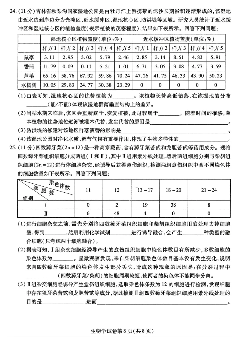东北三省三校二模-生物+(1)_2024年4月_024月合集_2024届东北三省三校高三第二次联合模拟考试