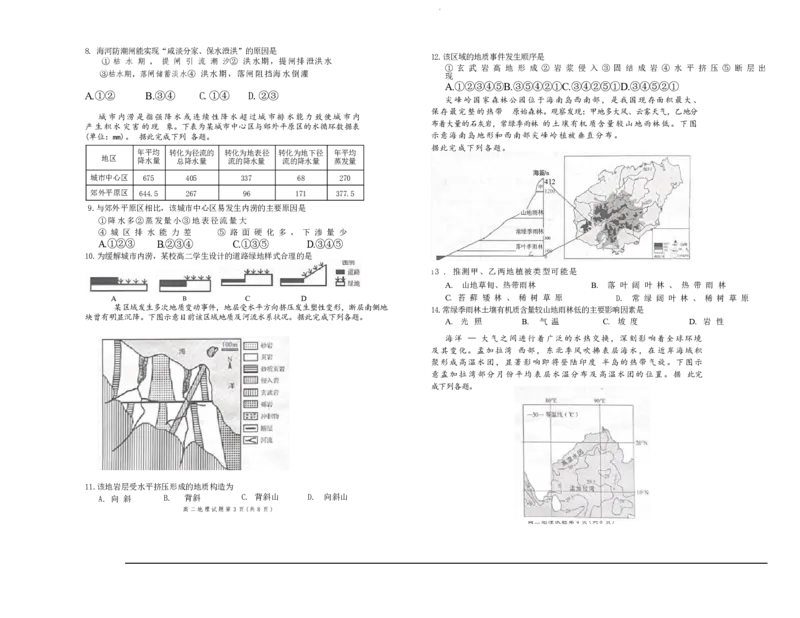 山东省日照市2023-2024学年高二下学期期末考试地理试题_2024-2025高一（7-7月题库）_2024年8月试卷_0802山东省日照市2023-2024学年高一下学期期末考试