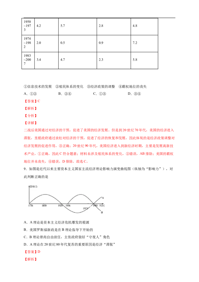 新教材精创第八单元综合测试（2）（解析版）_E015高中全科试卷_历史试题_必修下_2.同步练习_同步练习第二套_第八单元综合测试（2）-部编版高中历史必修中外历史纲要下