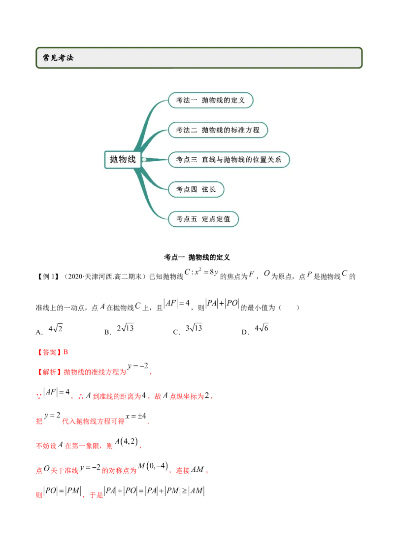 3.3抛物线（精讲）（解析版）_E015高中全科试卷_数学试题_选修1_02.同步练习_3.同步练习_3.3抛物线（精讲）