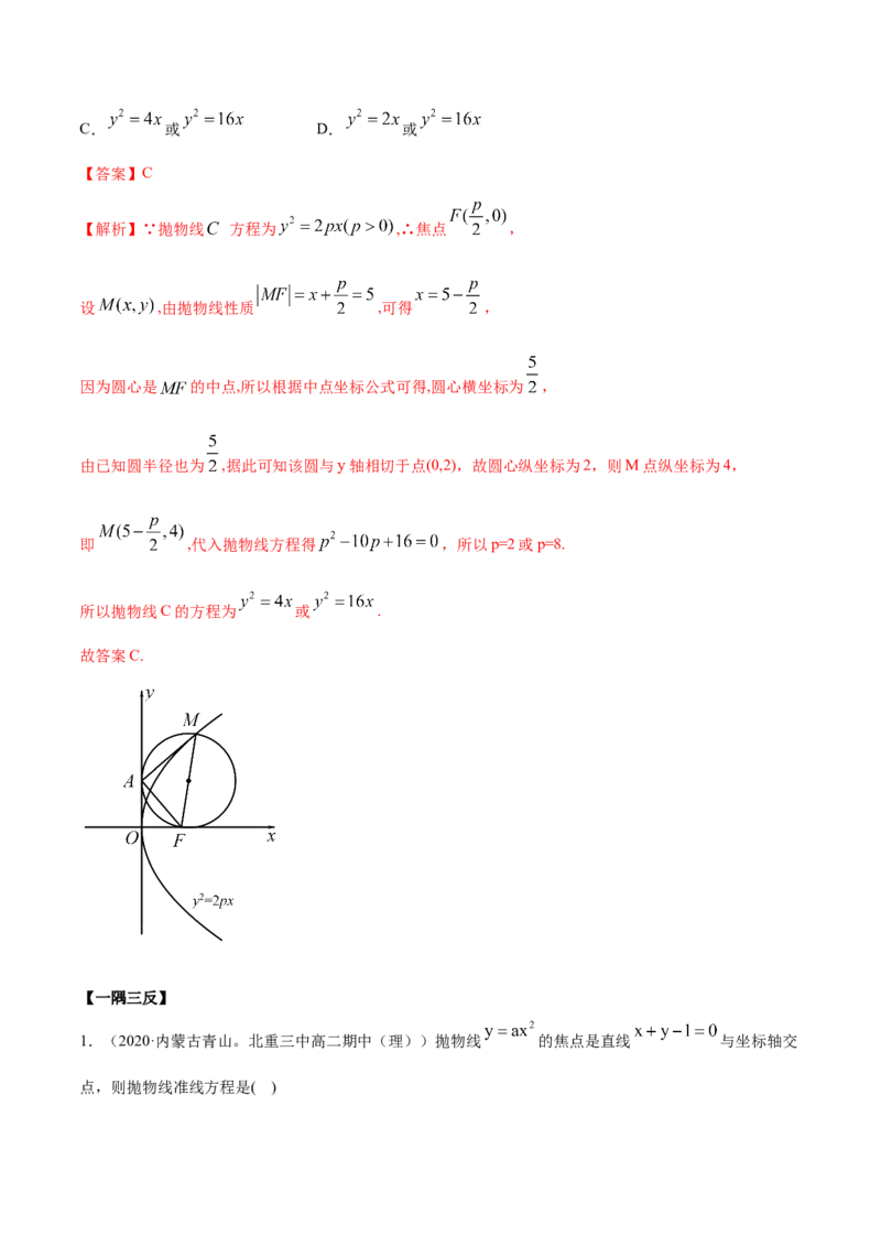 3.3抛物线（精讲）（解析版）_E015高中全科试卷_数学试题_选修1_02.同步练习_3.同步练习_3.3抛物线（精讲）