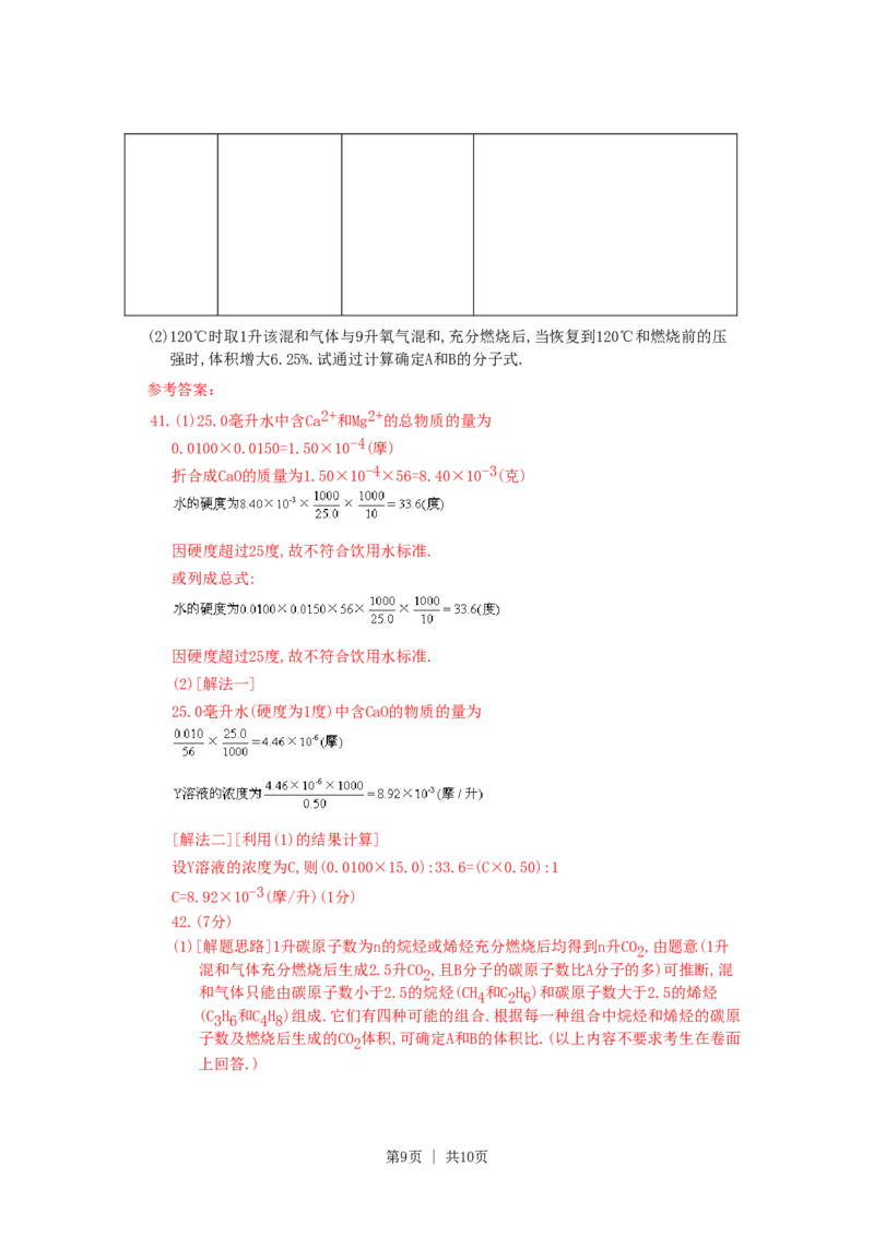1991年河南高考化学真题及答案_化学高考真题试卷_旧1990-2007&middot;高考化学真题_1990-2007&middot;高考化学真题&middot;word_河南