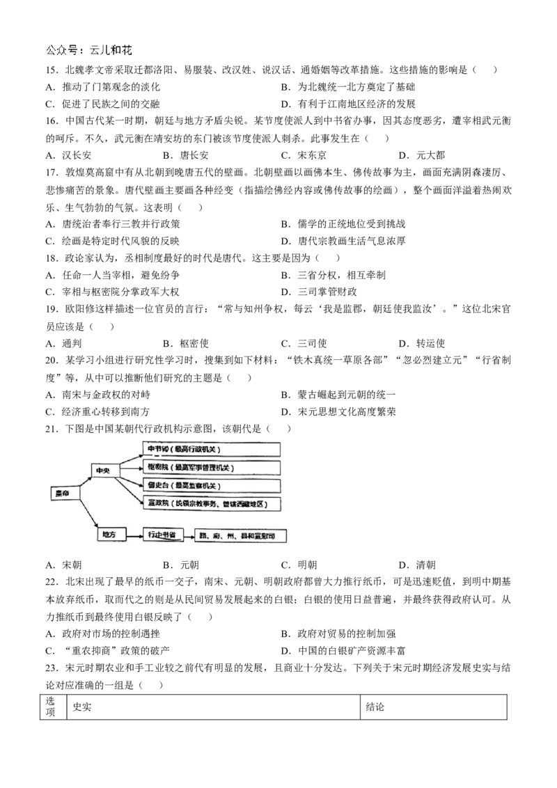 北京市第十九中学2024-2025学年高一上学期11月期中考试历史试题（含答案）_2024-2025高一（7-7月题库）_2024年11月试卷_1113北京市第十九中学2024-2025学年高一上学期11月期中