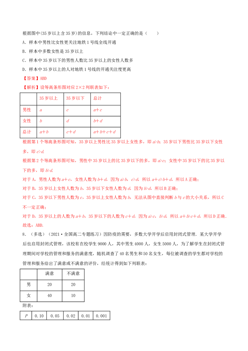 8.3分类变量与列联表（精练）（解析版）_E015高中全科试卷_数学试题_选修3_02.同步练习_同步练习-举一反三（第三套）