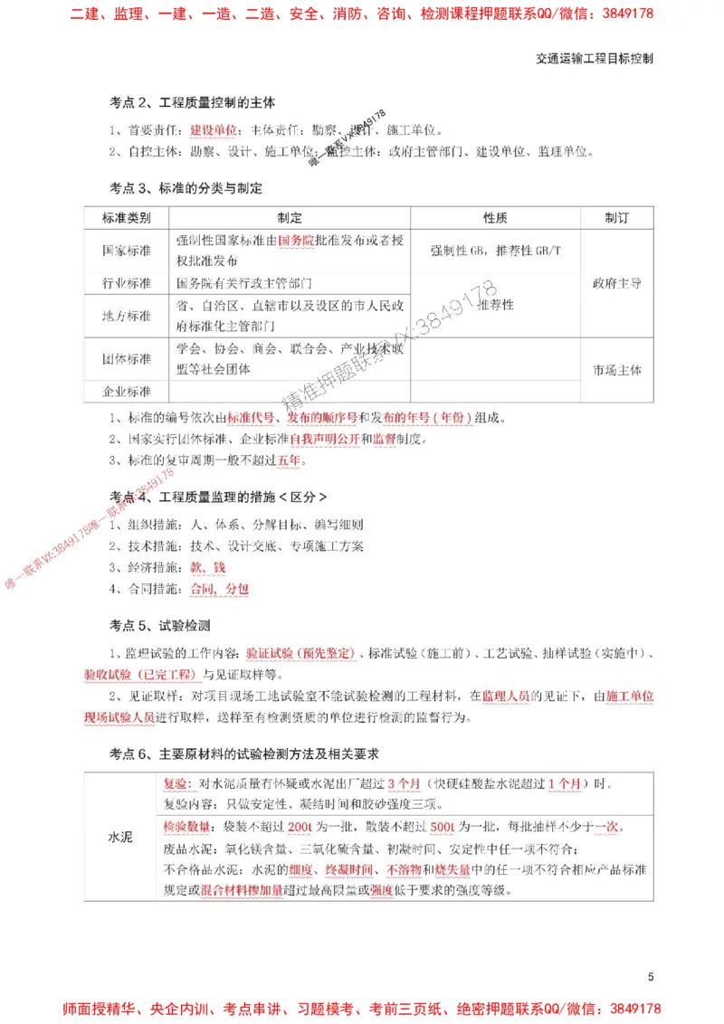 2025年监理工程师考试《目标与控制(交通)》考前30页纸_监理工程师_2025监理工程师_2025年监理工程师SVIP_2025年监理交通控制SVIP_05-考前密训✿央企特训✿机构普押