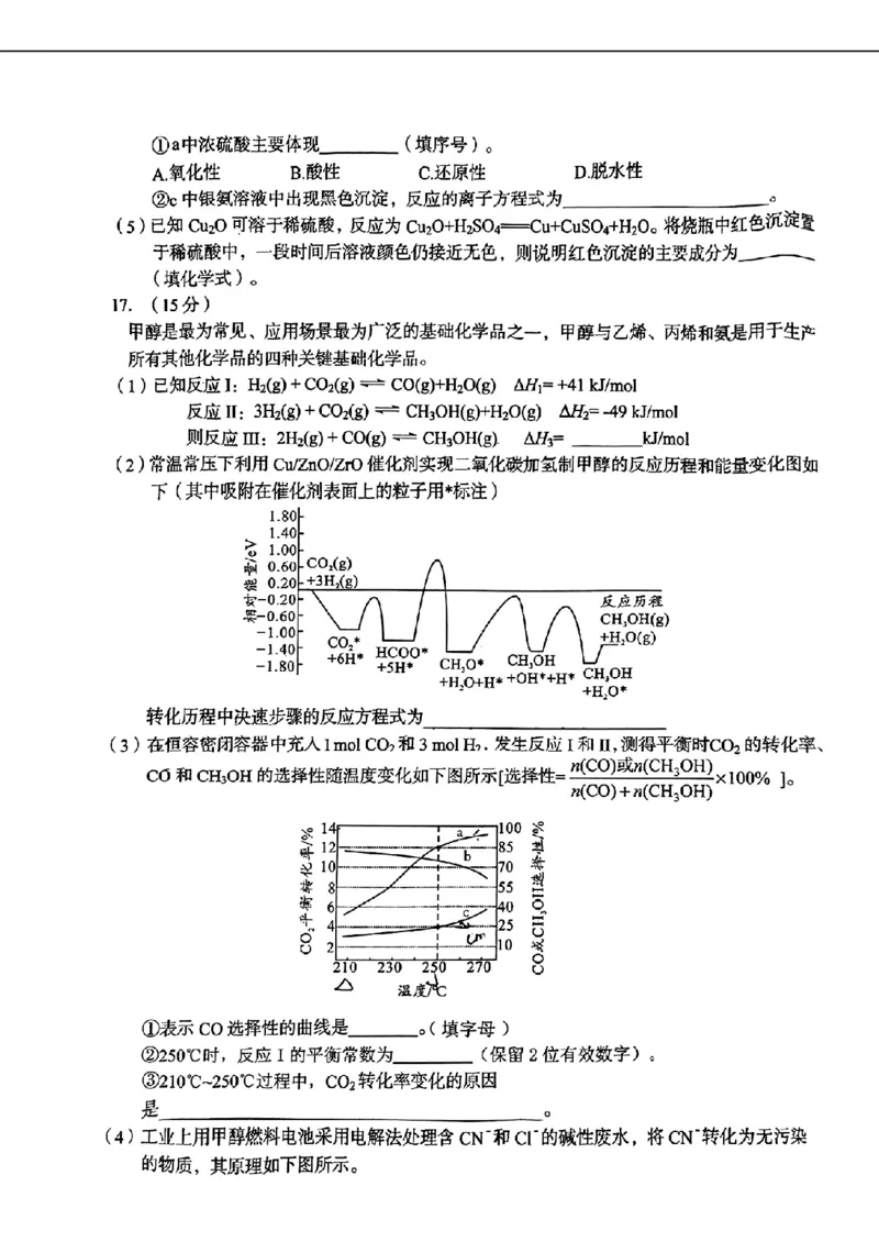 化学试题_2024年5月_01按日期_20号_2024届安徽省1号卷A10联盟高三最后一卷_安徽省1号卷A10联盟2024届高三最后一卷化学
