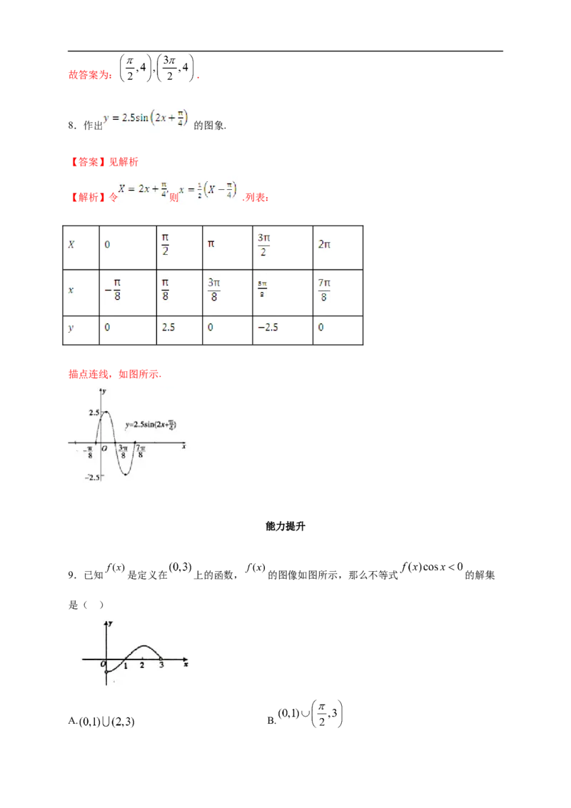 5.4.1正弦函数、余弦函数的图像练习（2）（解析版）_E015高中全科试卷_数学试题_必修1_02.同步练习_2.同步练习（第二套）_同步练习配套人教A版数学_第5章三角函数