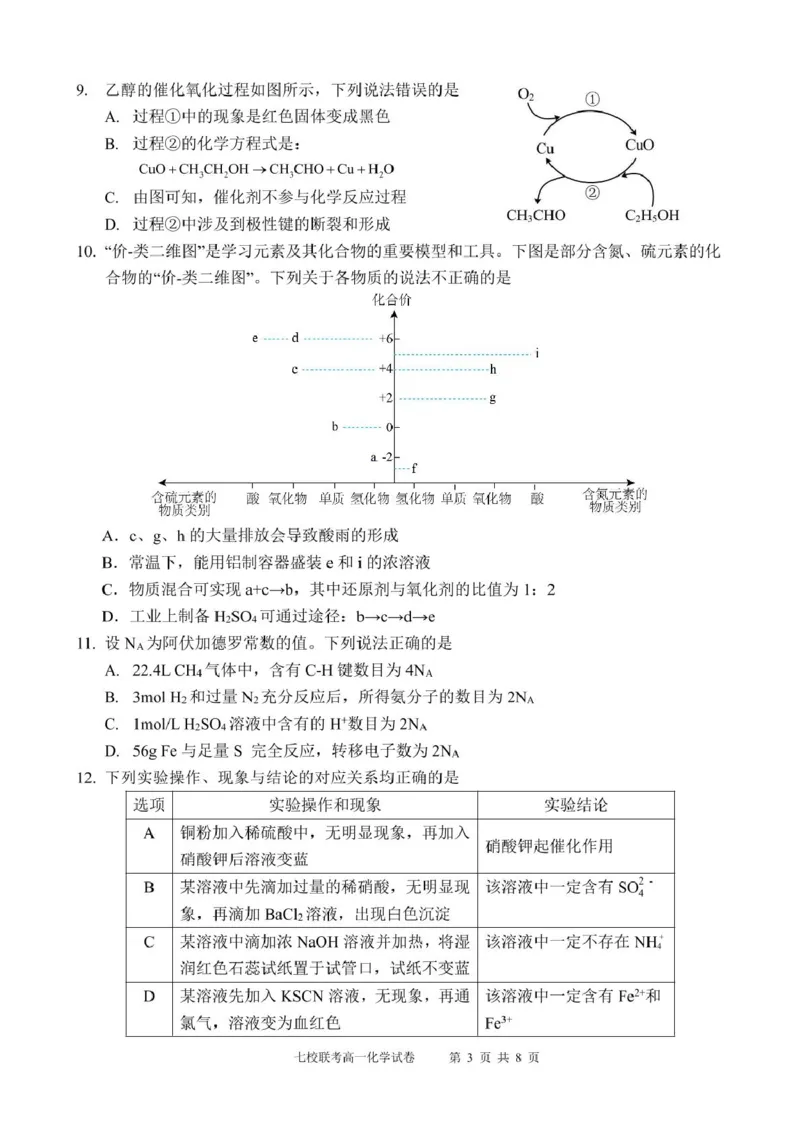 广东省东莞市七校2024-2025学年高一下学期5月期中联考化学试卷（PDF版，含答案）_2024-2025高一（7-7月题库）_2025年6月7.10新增