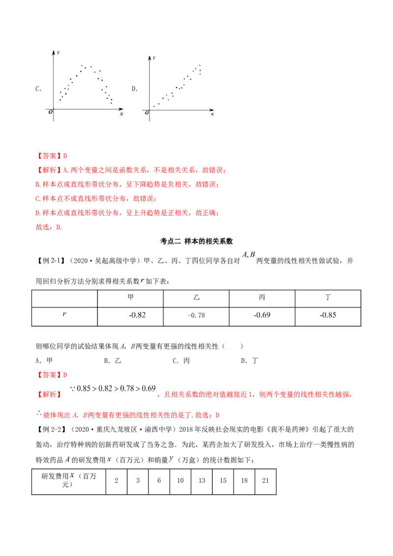 8.1成对数据的相关关系（精讲）（解析版）_E015高中全科试卷_数学试题_选修3_02.同步练习_同步练习-举一反三（第三套）