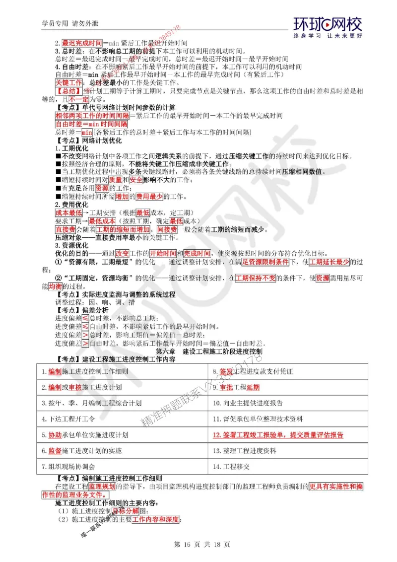 2025环球网校监理工程师《建设工程目标控制》（土建）考前十页纸_监理工程师_2025监理工程师_2025年监理工程师SVIP_2025年监理土建控制SVIP_05-考前密训✿央企特训✿机构普押