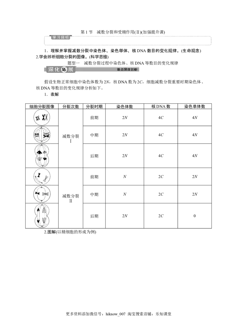《第1节减数分裂和受精作用》课时练习01_E015高中全科试卷_生物试题_必修2_1.单元测试_1、单元测试_第2章基因和染色体的关系