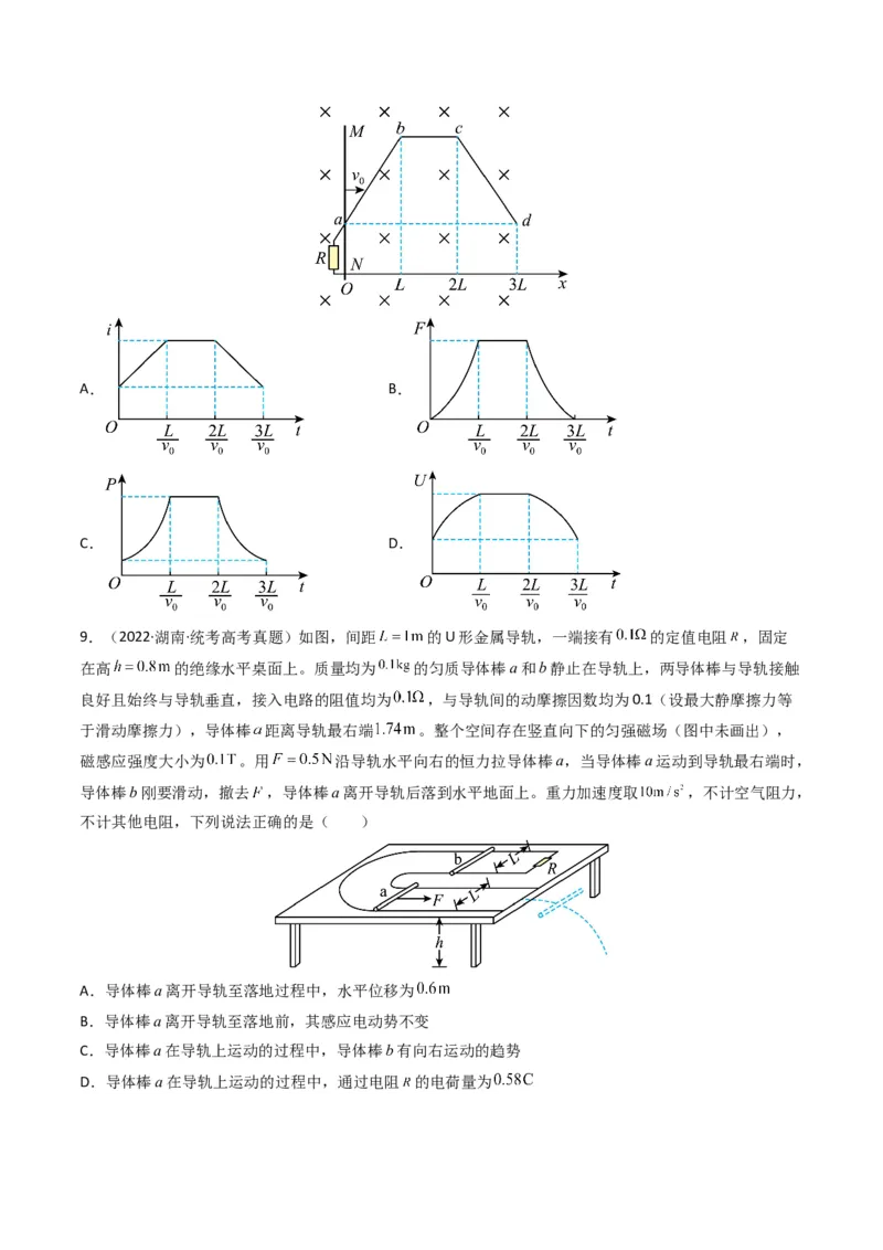 专题12电磁感应（选择题）学易金卷：三年（2021-2023）高考物理真题分项汇编（全国通用）（原卷版）_2024年4月_其他