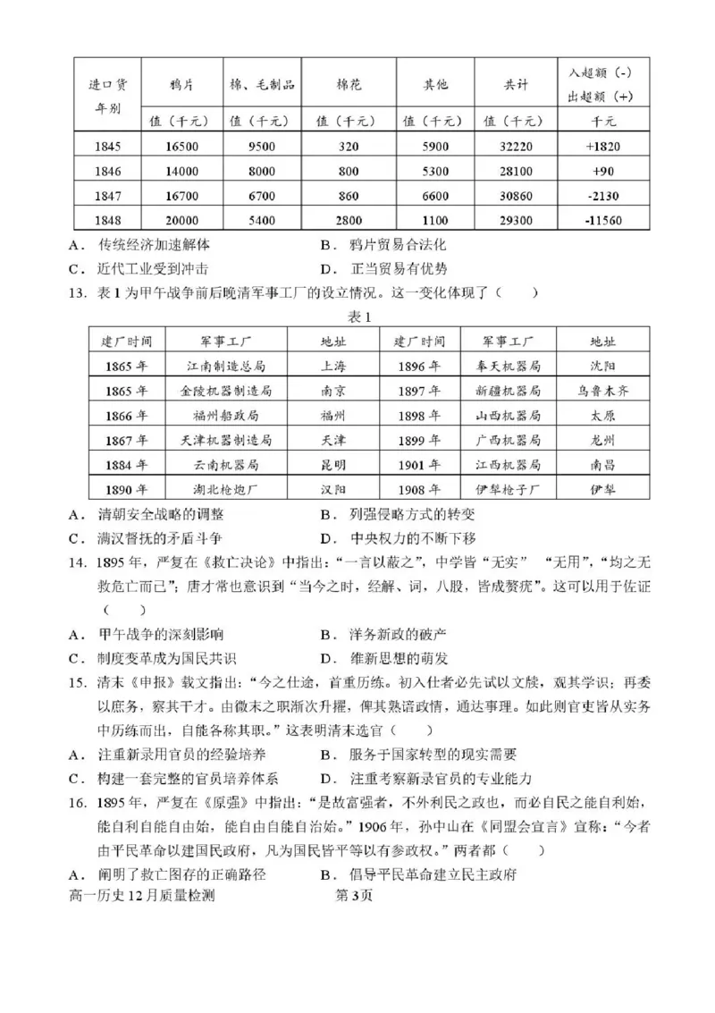 山东省潍坊市诸城繁华中学2025-2026学年高一上学期12月月考历史试题含答案_2024-2025高一（7-7月题库）_2026年1月高一_260107山东省潍坊市诸城繁华中学2025-2026学年高一上学期12月月考