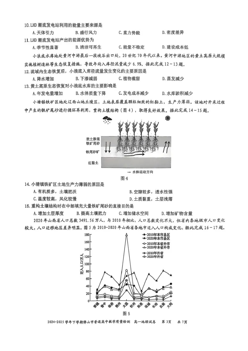 广东省佛山市2024-2025学年高一下学期6月期末地理+答案_2024-2025高一（7-7月题库）_2025年7月_250703广东省佛山市2024-2025学年高一下学期普通高中教学质量检测