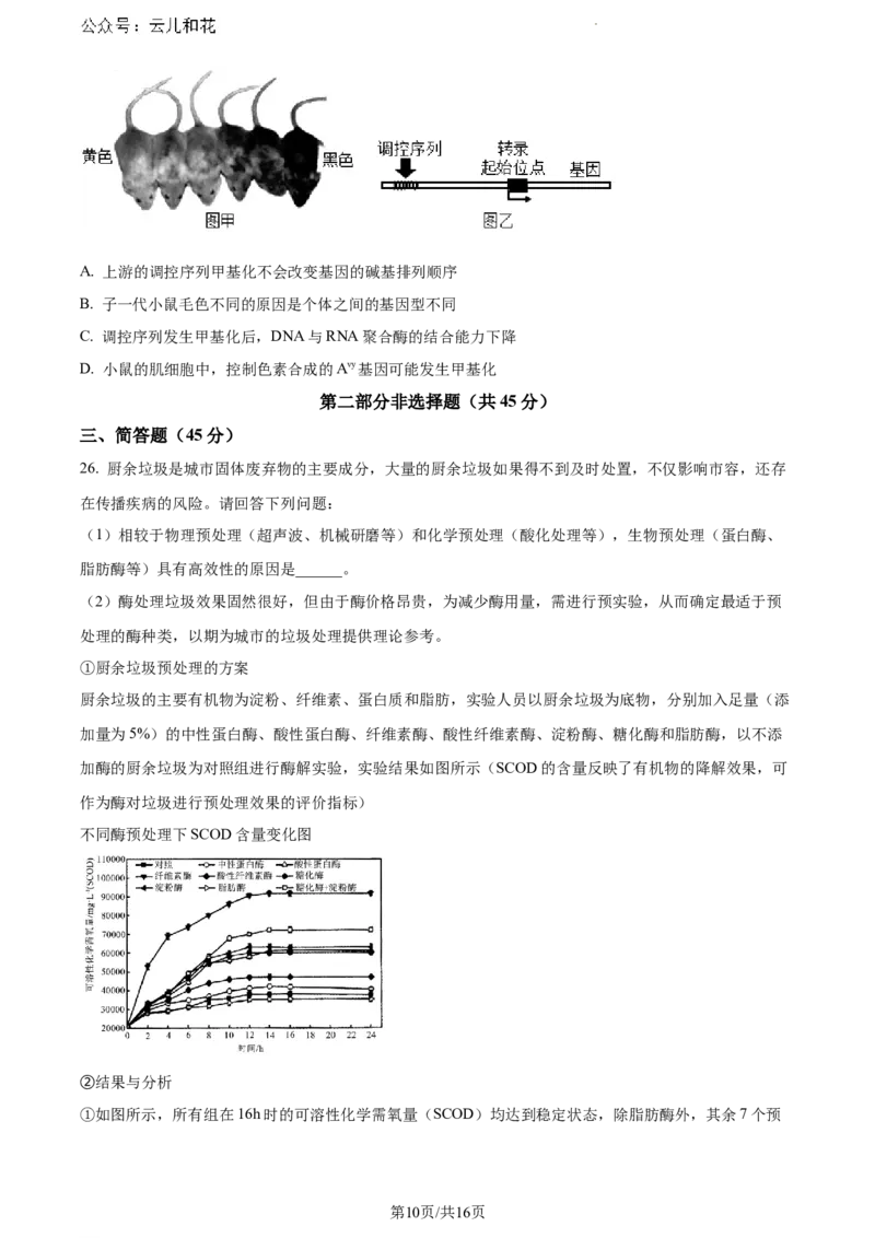 内蒙古自治区赤峰市2023-2024学年高一下学期7月期末生物试题_2024-2025高一（7-7月题库）_2024年7月试卷_0724内蒙古自治区赤峰市2023-2024学年高一下学期期末联考