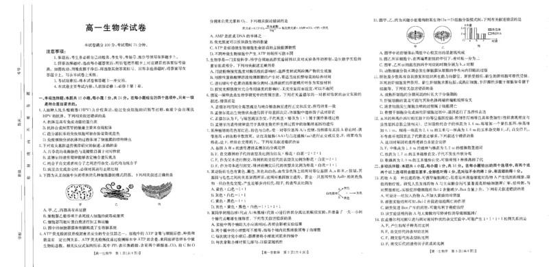 江西省部分学校2024-2025学年高一下学期3月第五次联考试题生物PDF版含解析_2024-2025高一（7-7月题库）_2025年03月试卷_0330江西省部分学校2024-2025学年高一下学期3月第五次联考试题