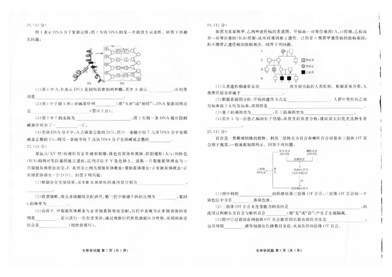 2025年春季学期高一年级学业水平检测试卷生物_2024-2025高一（7-7月题库）_2025年7月_250718云南省衡水金卷2025年春季学期高一年级学业水平检测试卷