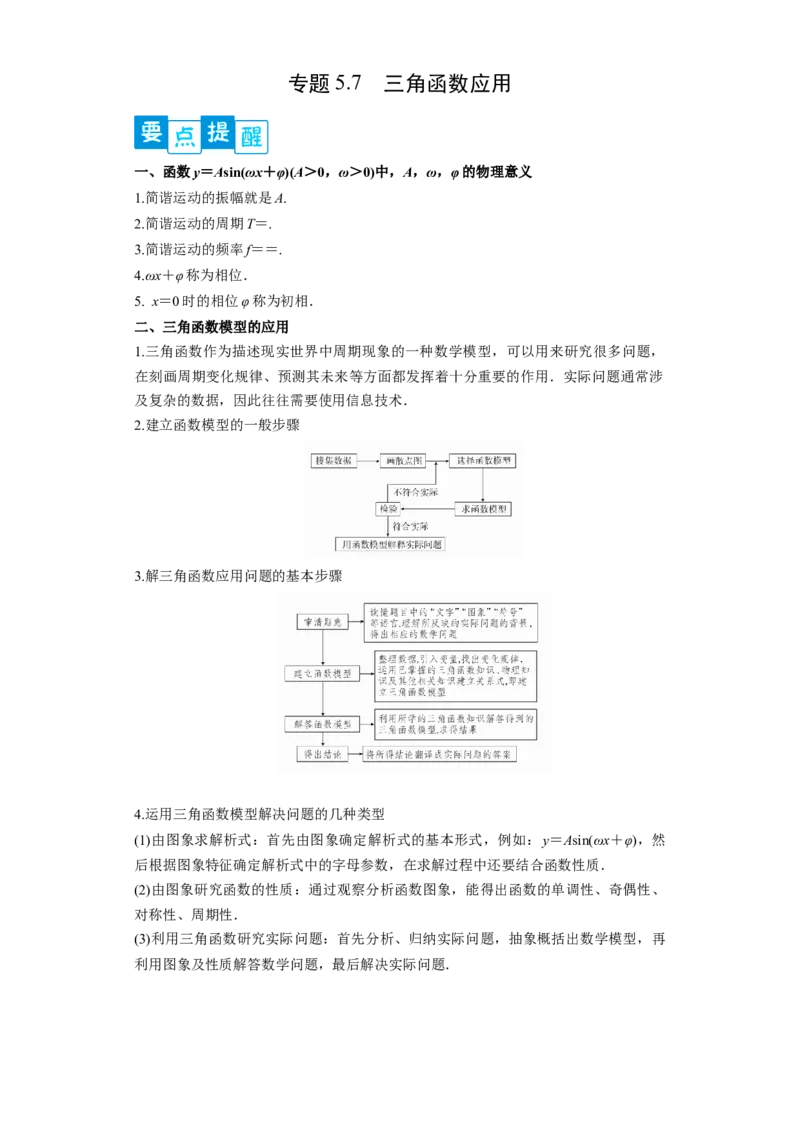 专题5.7三角函数应用(解析版）_E015高中全科试卷_数学试题_必修1_05.复习精选精练2023年