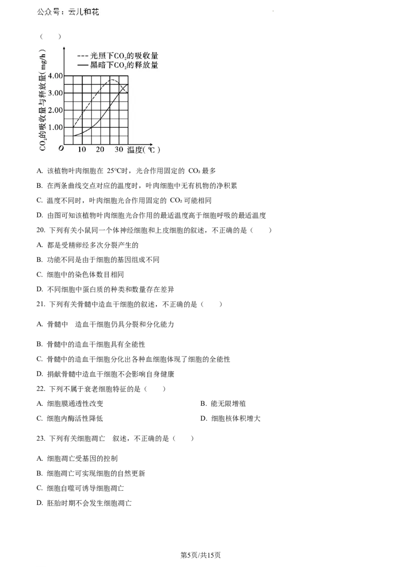 云南省大理白族自治州2023-2024学年高一下学期7月期末生物试题_2024-2025高一（7-7月题库）_2024年8月试卷_0804云南省大理白族自治州2023-2024学年高一下学期7月期末