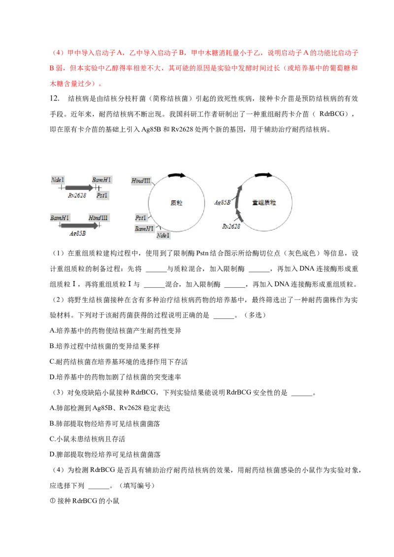 3.1重组DNA技术的基本工具-高二生物课后培优分级练（人教版2019选择性必修3）（解析版）_E015高中全科试卷_生物试题_选修3_2.同步练习_1.课后培优练2023
