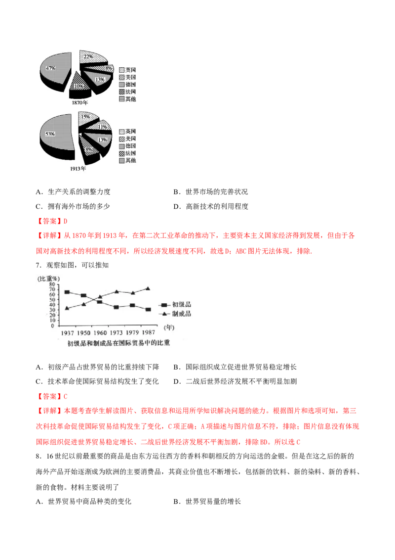 第10课近代以来的世界贸易与文化交流的扩展（解析版）_E015高中全科试卷_历史试题_选修3_人教版历史选修三同步练习（030份）_同步练习（第一套）