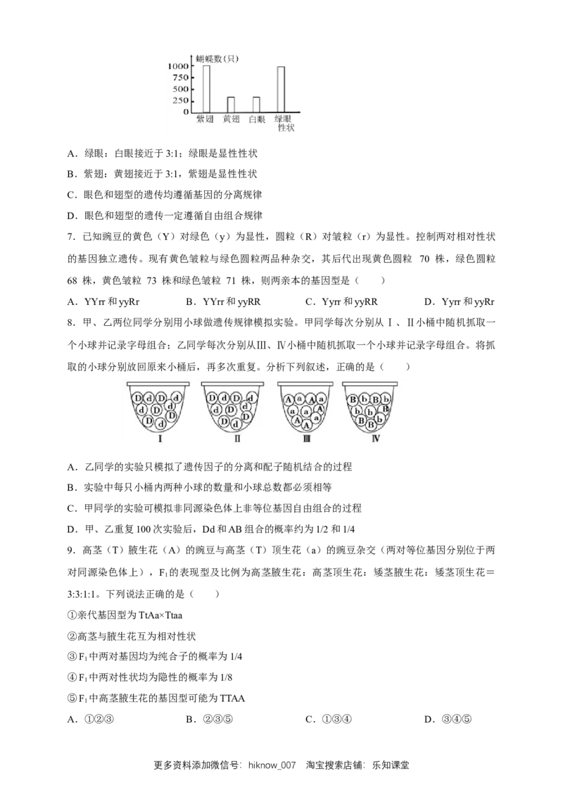 新教材精创1.2.2孟德尔的豌豆杂交实验（二）练习（2）（原卷版）_E015高中全科试卷_生物试题_必修2_2.同步练习_1、同步练习