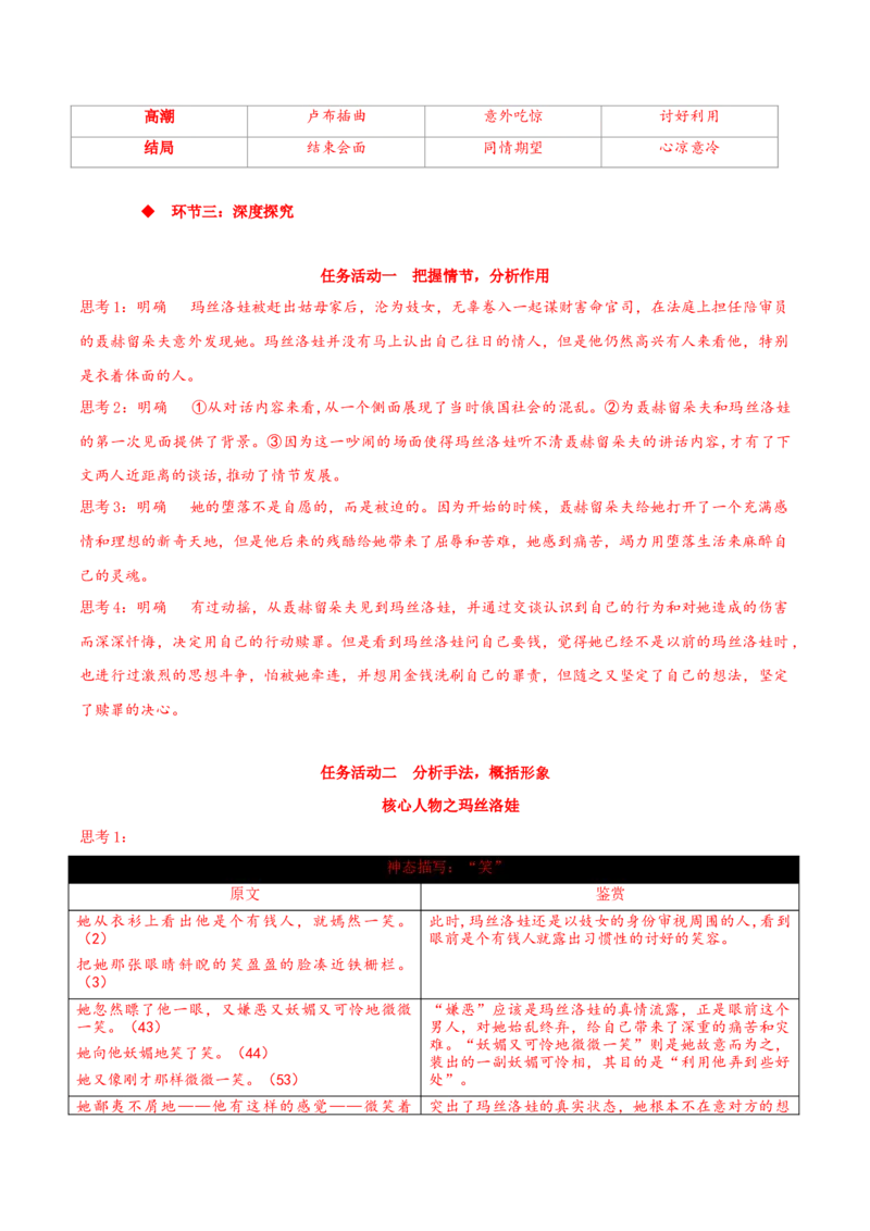 9《复活（节选）》（同步学案）-上好课2022-2023学年高二语文选择性必修上册同步备课系列（统编版）_new_E015高中全科试卷_语文试题_选修上_3.新版高中语文试卷选择性必修上册