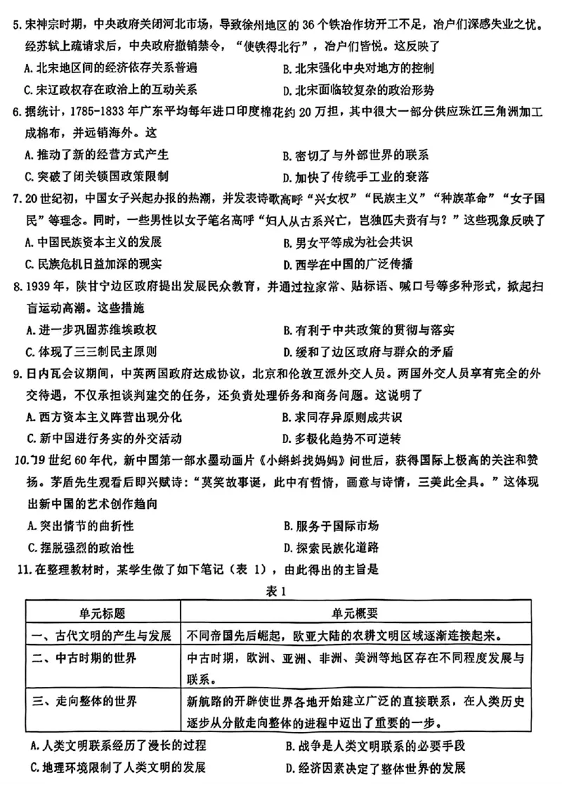佛山二模历史试卷_2024年4月_01按日期_18号_2024届广东省佛山市高三教学质量检测（二）_2024届广东省佛山市高三下学期二模历史试题